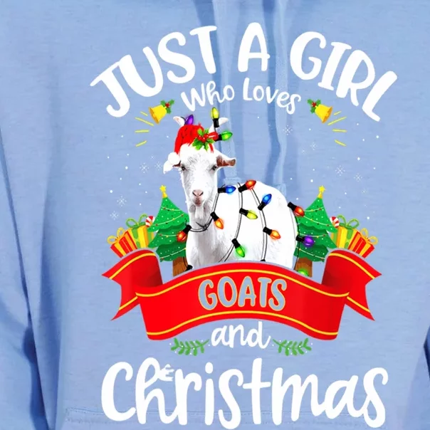 Merry Christmas Just Loves Goat And Xmas Tree Lights Gift Unisex Surf Hoodie