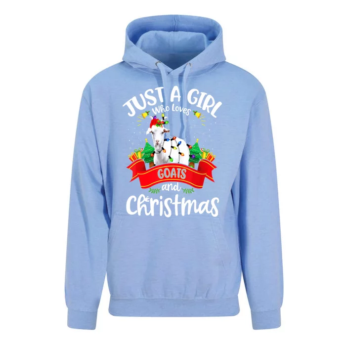 Merry Christmas Just Loves Goat And Xmas Tree Lights Gift Unisex Surf Hoodie