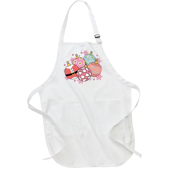 Merry Christmas Jingle Balls Cute Holiday Full-Length Apron With Pocket