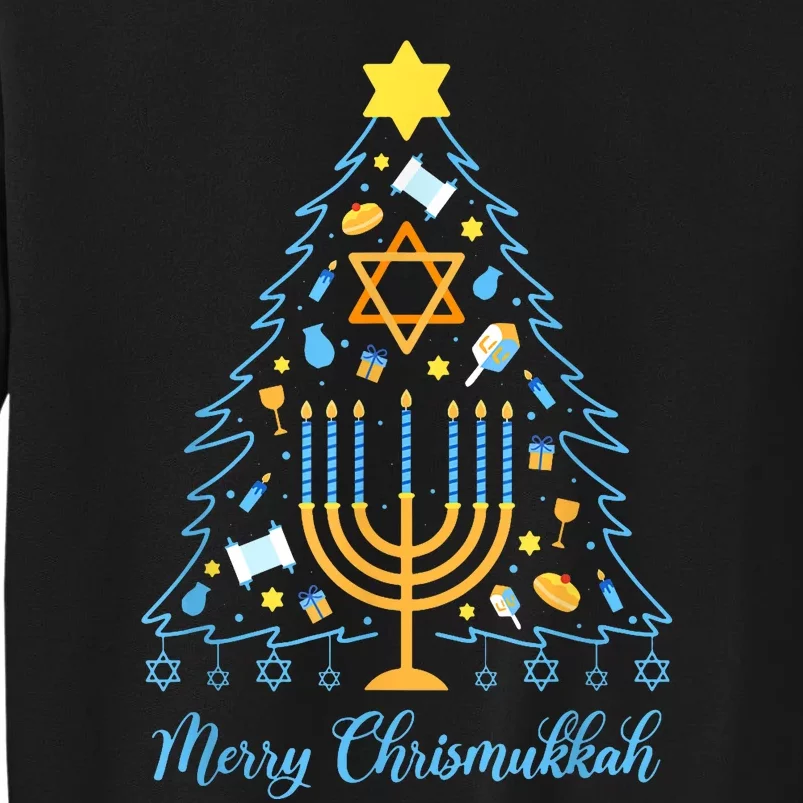 Merry Chrismukkah Jewish Menorah Christmas Tree Tall Sweatshirt