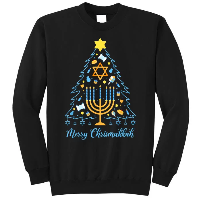 Merry Chrismukkah Jewish Menorah Christmas Tree Tall Sweatshirt