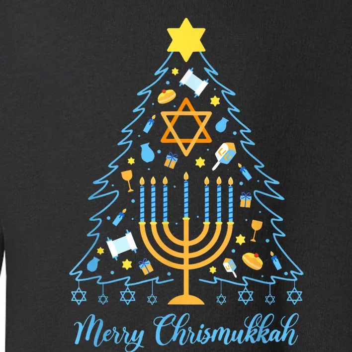 Merry Chrismukkah Jewish Menorah Christmas Tree Toddler Sweatshirt