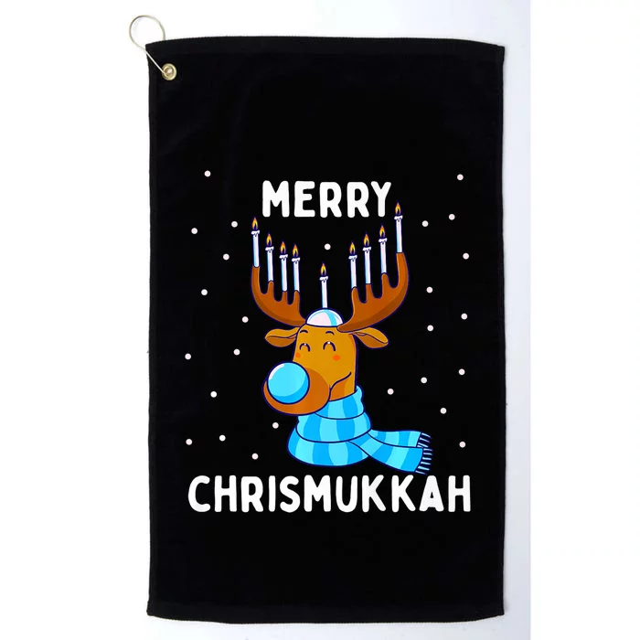 Merry Chrismukkah Jewish Christmas Hanukkah Reindeer Menorah Premium Platinum Collection Golf Towel