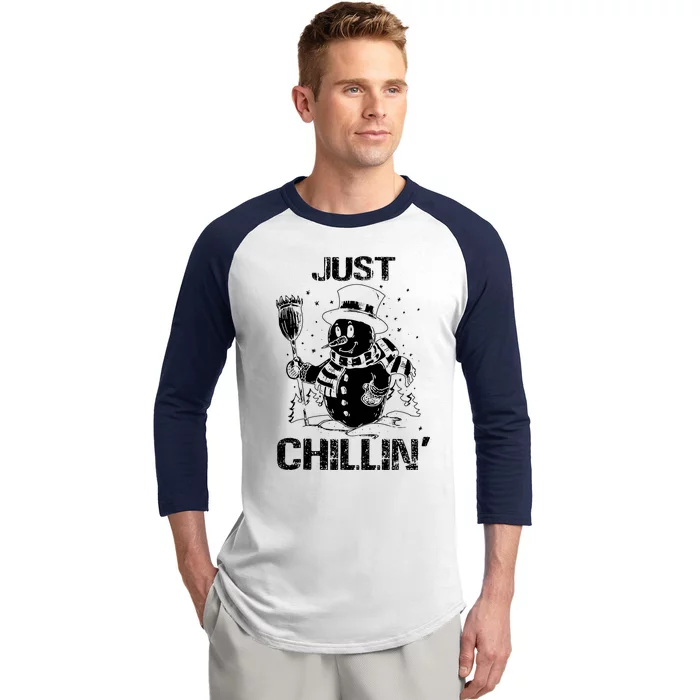 Merry Christmas Just Chillin Snowman Family Matching Pajama Baseball Sleeve Shirt