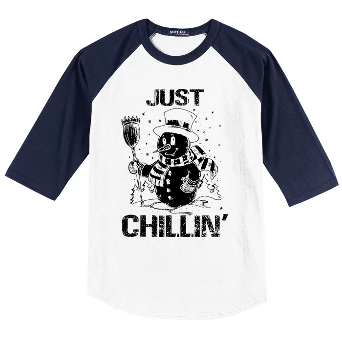 Merry Christmas Just Chillin Snowman Family Matching Pajama Baseball Sleeve Shirt