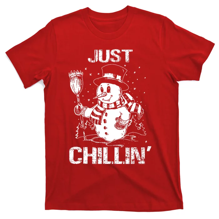 Merry Christmas Just Chillin Snowman Family Matching Pajama T-Shirt