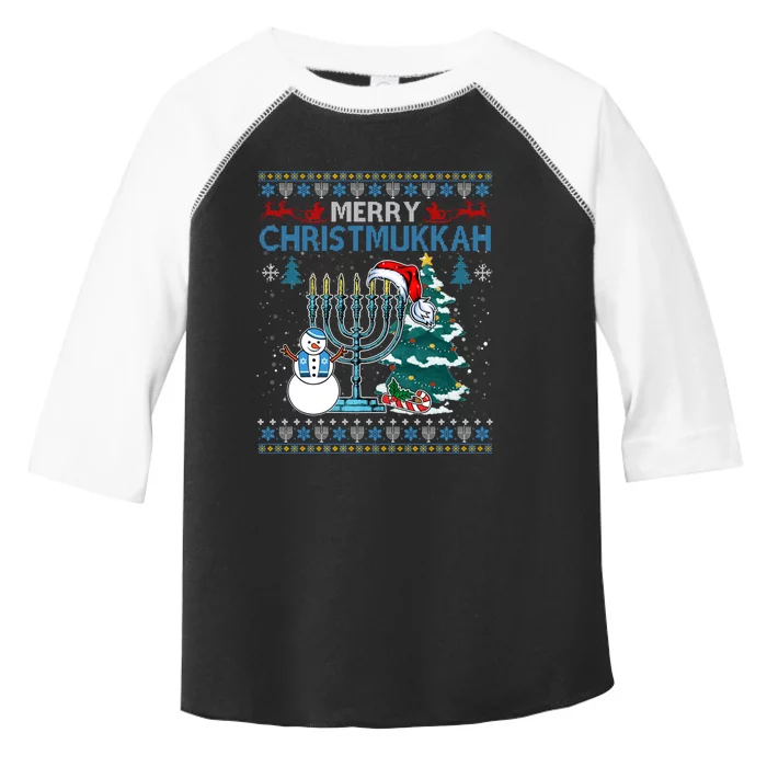 Merry Christmukkah Jewish Hanukkah Christmas Ugly Toddler Fine Jersey T-Shirt