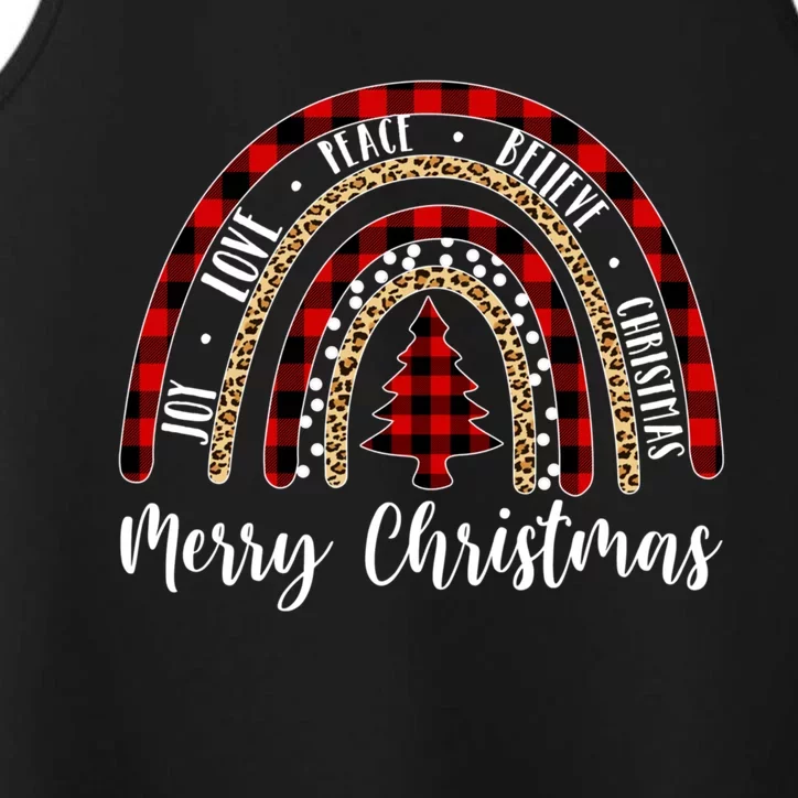 Merry Christmas Joy Love Peace Believe Rainbow Leopard Plaid Cool Gift Performance Tank