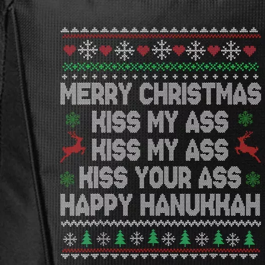 Merry Christmas Kiss My Ass His Ass Your Ass Happy Hanukkah City Backpack