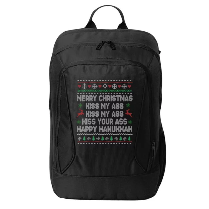 Merry Christmas Kiss My Ass His Ass Your Ass Happy Hanukkah City Backpack