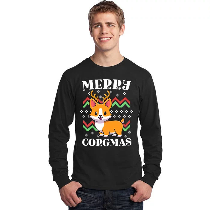 Merry Corgmas Kawaii Christmas Corgi Nerdy Ugly Christmas Tall Long Sleeve T-Shirt