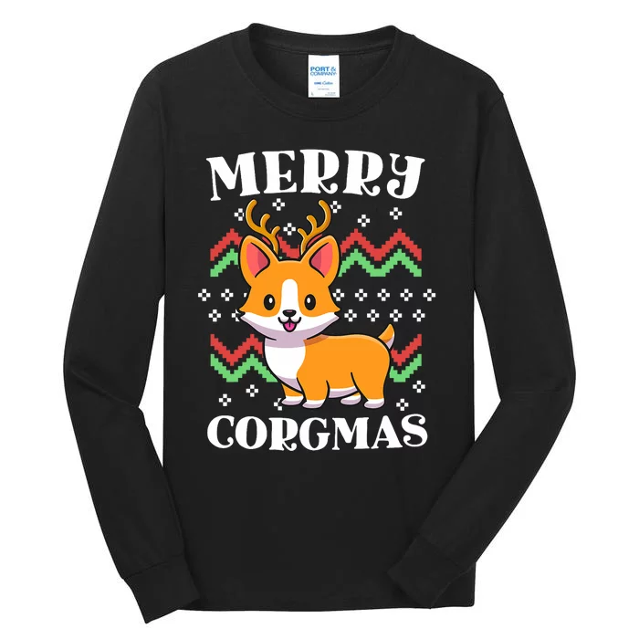 Merry Corgmas Kawaii Christmas Corgi Nerdy Ugly Christmas Tall Long Sleeve T-Shirt