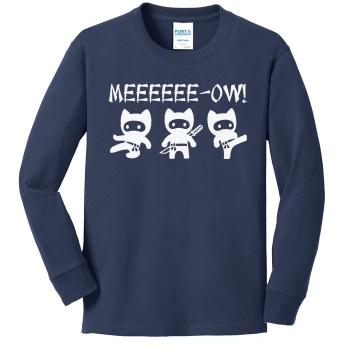 MEOW Cat Kitten Cat Ninja Karate Funny Tee Gift Idea Kids Long Sleeve Shirt