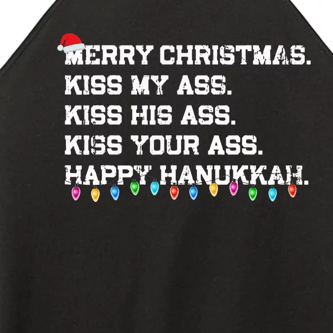 Merry Christmas K.iss My Ass His Ass Your Ass Happy Hanukkah Women’s Perfect Tri Rocker Tank