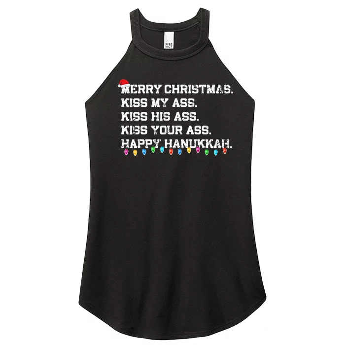 Merry Christmas K.iss My Ass His Ass Your Ass Happy Hanukkah Women’s Perfect Tri Rocker Tank