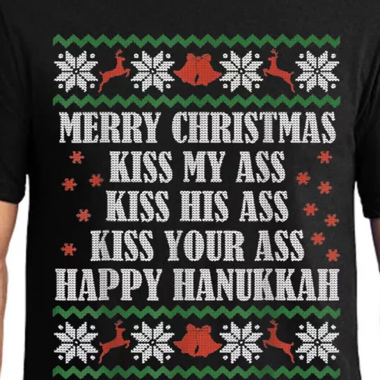 Merry Christmas Kiss My Ass His Ass Your Ass Happy Hanukkah Pajama Set