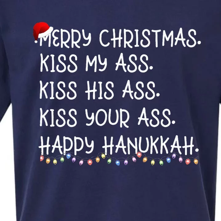 Merry Christmas Kis.s My Ass His Ass Your Ass Happy Hanukkah Sueded Cloud Jersey T-Shirt