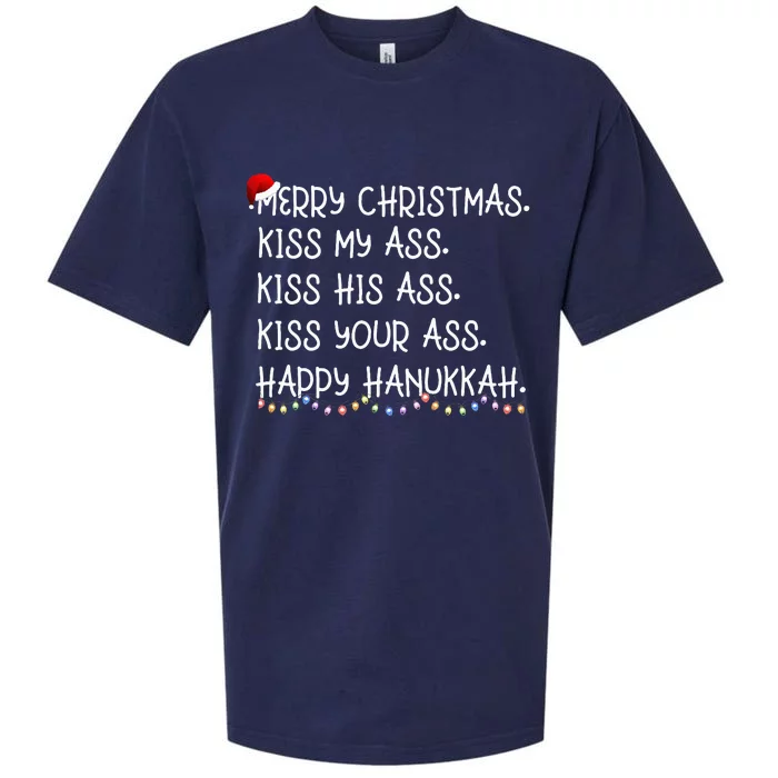 Merry Christmas Kis.s My Ass His Ass Your Ass Happy Hanukkah Sueded Cloud Jersey T-Shirt