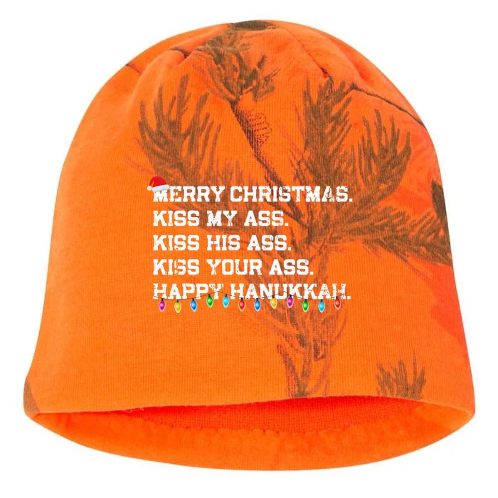 Merry Christmas Ki.ss My Ass His Ass Your Ass Happy Hanukkah Kati - Camo Knit Beanie