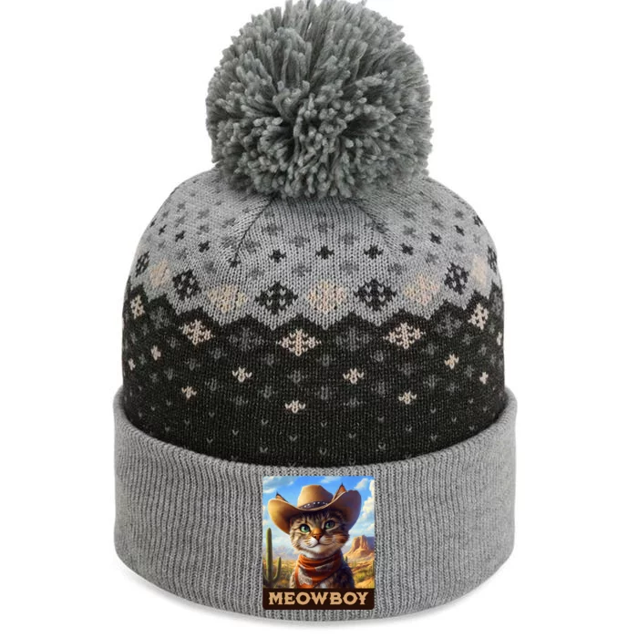 Meowboy Cowboy Kitten Western Whiskers Cat The Baniff Cuffed Pom Beanie