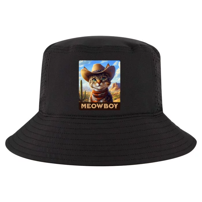 Meowboy Cowboy Kitten Western Whiskers Cat Cool Comfort Performance Bucket Hat