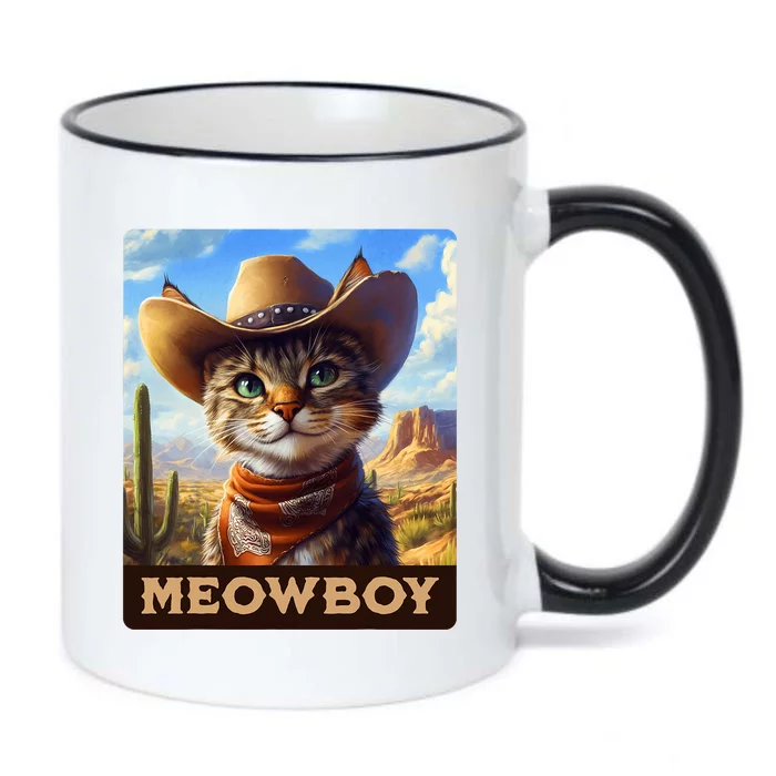 Meowboy Cowboy Kitten Western Whiskers Cat Black Color Changing Mug