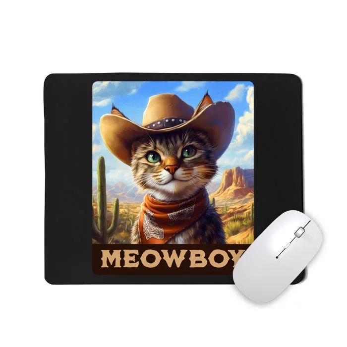 Meowboy Cowboy Kitten Western Whiskers Cat Mousepad