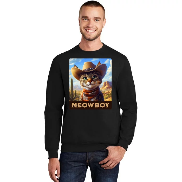 Meowboy Cowboy Kitten Western Whiskers Cat Tall Sweatshirt