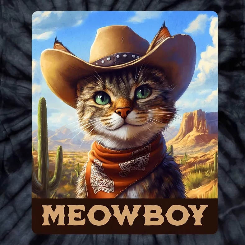 Meowboy Cowboy Kitten Western Whiskers Cat Tie-Dye T-Shirt