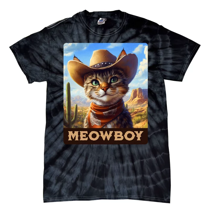 Meowboy Cowboy Kitten Western Whiskers Cat Tie-Dye T-Shirt