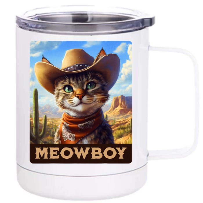 Meowboy Cowboy Kitten Western Whiskers Cat Front & Back 12oz Stainless Steel Tumbler Cup