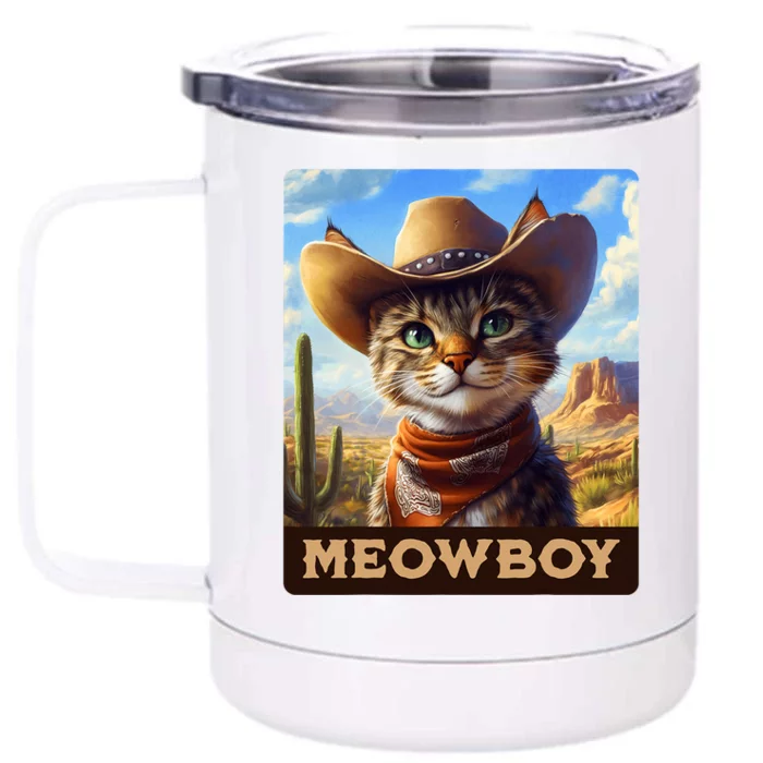 Meowboy Cowboy Kitten Western Whiskers Cat Front & Back 12oz Stainless Steel Tumbler Cup