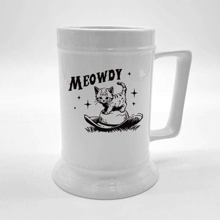 Meowdy Cute Kitten Cat Country Western Vintage Front & Back Beer Stein