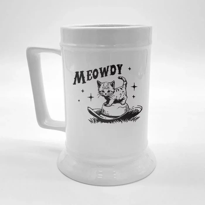 Meowdy Cute Kitten Cat Country Western Vintage Front & Back Beer Stein