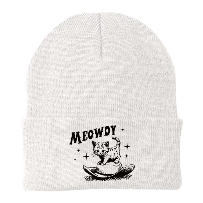 Meowdy Cute Kitten Cat Country Western Vintage Knit Cap Winter Beanie