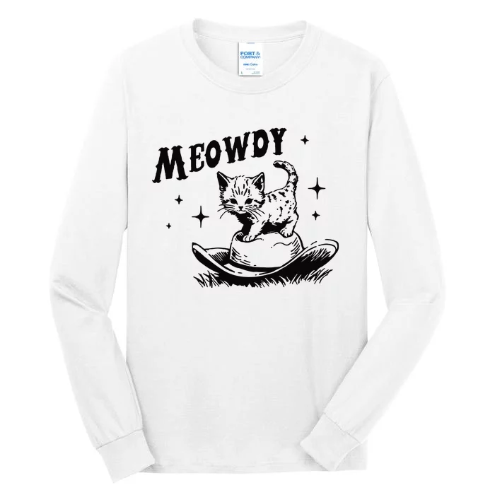 Meowdy Cute Kitten Cat Country Western Vintage Tall Long Sleeve T-Shirt