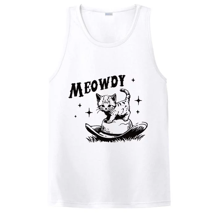 Meowdy Cute Kitten Cat Country Western Vintage Performance Tank