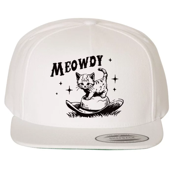 Meowdy Cute Kitten Cat Country Western Vintage Wool Snapback Cap