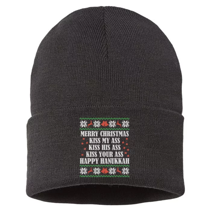 Merry Christmas K.iss My Ass His Ass Your Ass Sustainable Knit Beanie