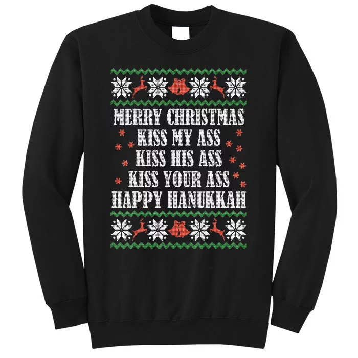 Merry Christmas kissing My Ass His Ass Your Ass Happy Hanukkah Sweatshirt