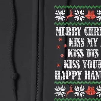 Merry Christmas kissing My Ass His Ass Your Ass Happy Hanukkah Full Zip Hoodie