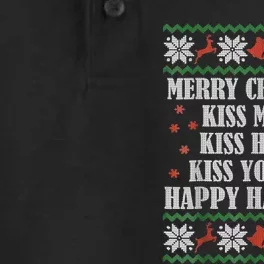 Merry Christmas Kiss My Ass His Ass Your Ass Happy Hanukkah Dry Zone Grid Performance Polo