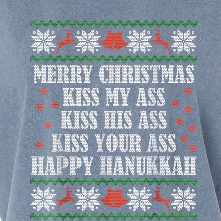 Merry Christmas Kiss My Ass His Ass Your Ass Happy Hanukkah Garment-Dyed Women's Muscle Tee