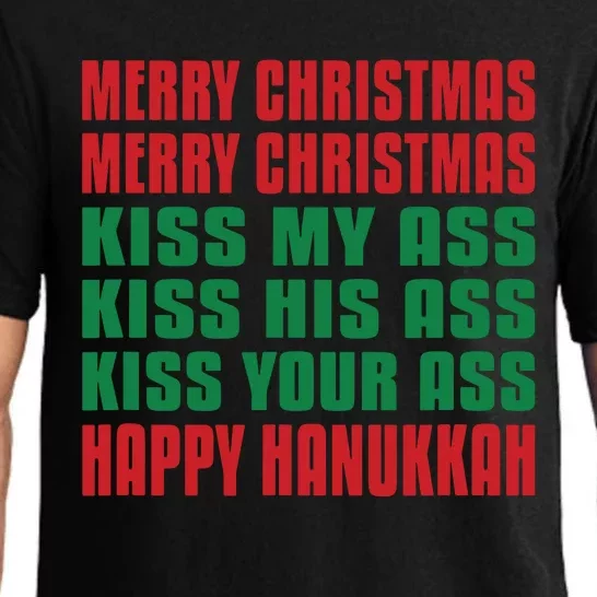 Merry Christmas Kiss My Ass Funny Hanukkah Pajama Set