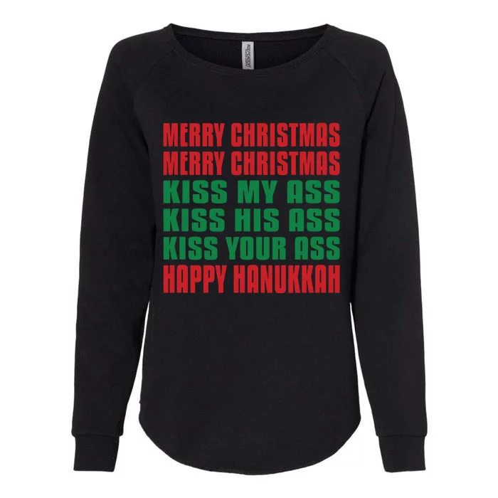 Merry Christmas Kiss My Ass Funny Hanukkah Womens California Wash Sweatshirt