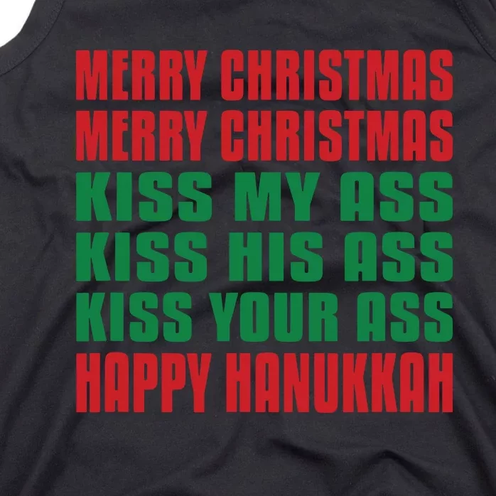 Merry Christmas Kiss My Ass Funny Hanukkah Tank Top