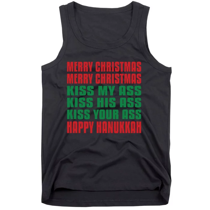 Merry Christmas Kiss My Ass Funny Hanukkah Tank Top