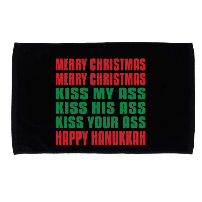 Merry Christmas Kiss My Ass Funny Hanukkah Microfiber Hand Towel