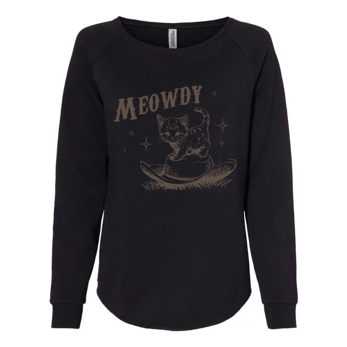 Meowdy Cute Kitten Cat Country Western Vintage Womens California Wash Sweatshirt