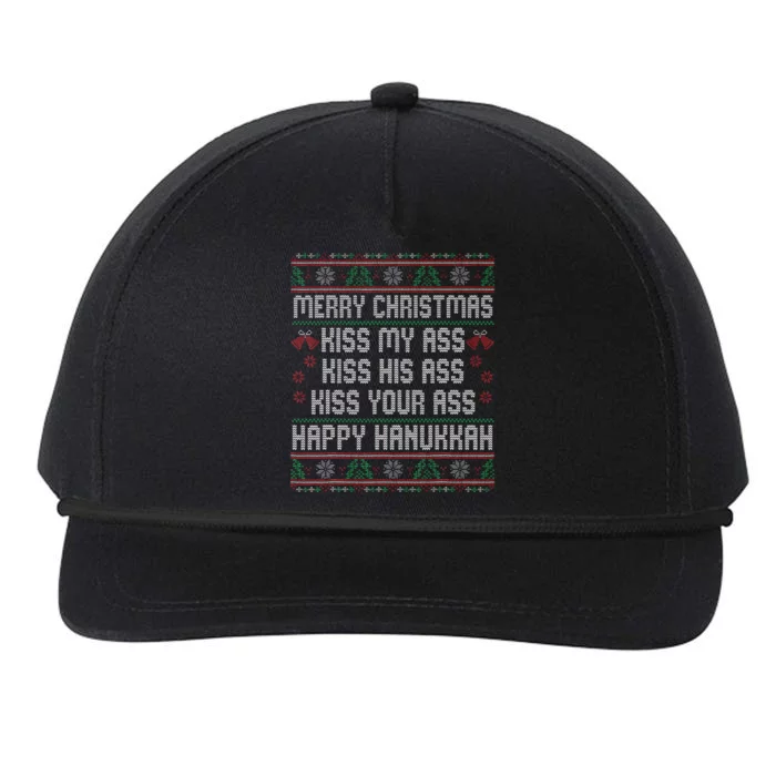 Merry Christmas Kis.s My Ass His Ass Your Ass Snapback Five-Panel Rope Hat